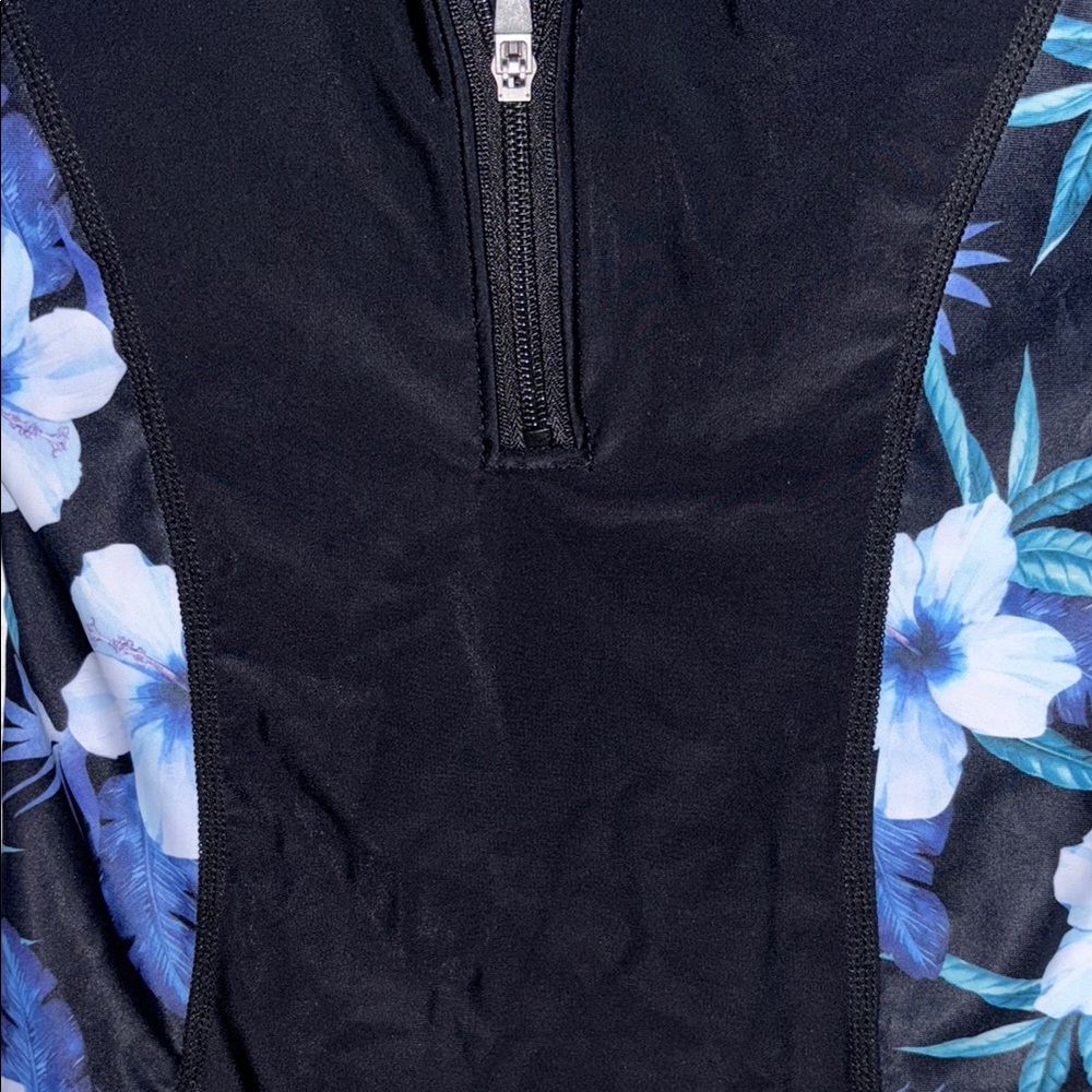 YOLIPULI One Piece Floral Swimsuit w/Long Sleeves&Thumbnail insert,P:16”, L:30” - Picture 4 of 10